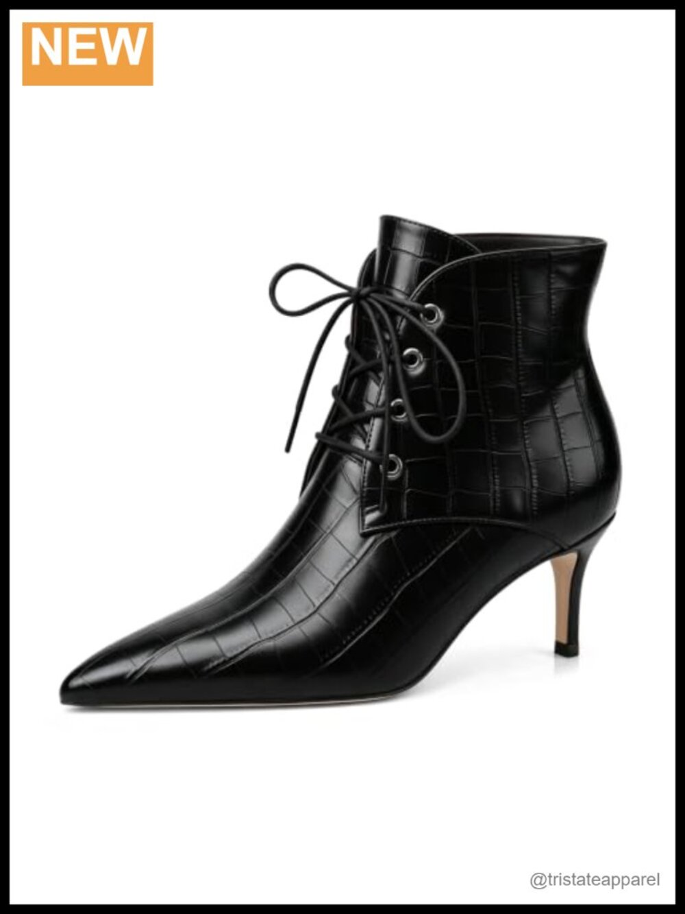 Women's Pointed Toe Kitten Heel Ankle Boots Lace Up Zip Microfiber